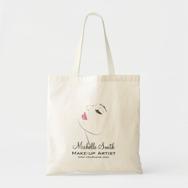 Tote Bag Face Longues cils Lash Extensions Lèvres roses (Devant)