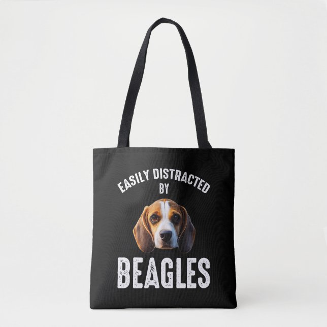 Tote Bag Facilement Distrait Par Les Beagles (Devant)