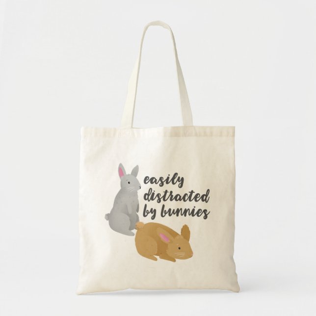 Tote Bag Facilement Distrait Par Les Bunnies (Devant)