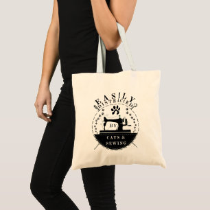 Tote Bag Facilement Distrait Par Les Chats Et La Couture