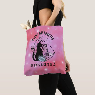 Tote Bag Facilement distrait par les chats et les cristaux 