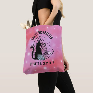Tote Bag Facilement distrait par les chats et les cristaux 