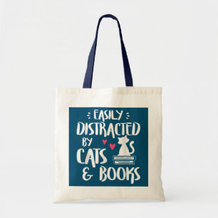 Tote Bag Facilement distrait par les chats et livres Livre