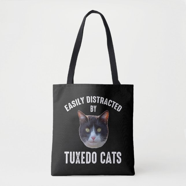 Tote Bag Facilement Distrait Par Les Chats Tuxedo (Devant)