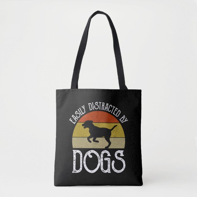 Tote Bag Facilement Distrait Par Les Chiens (Devant)