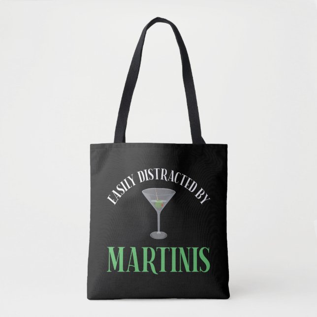 Tote Bag Facilement Distrait Par Les Martinis (Devant)