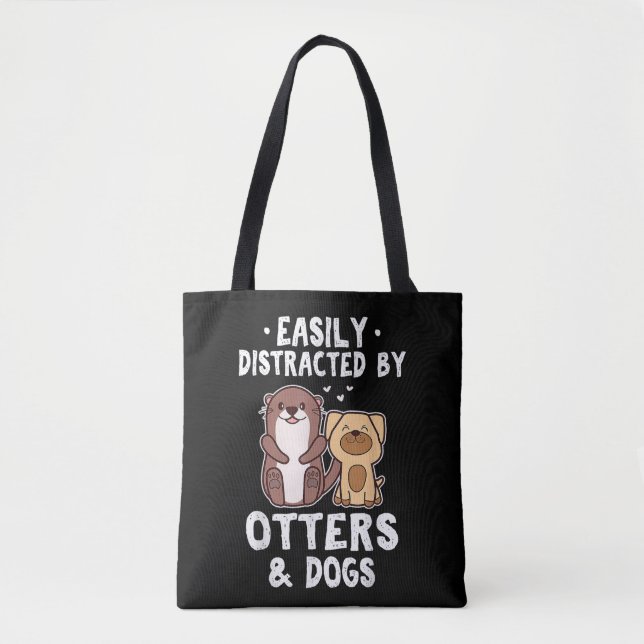 Tote Bag Facilement Distrait Par Les Otter et Chiens Drôle  (Devant)