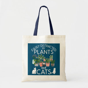 Tote Bag Facilement Distrait Par Les Plantes Et Les Chats D