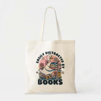 Tote Bag Facilement Distrait Par Un Livre Oie Vintage avec