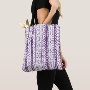 Tote Bag Faded Fair Isle Knit Aquarelle Cabincore violet