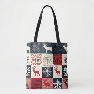 Tote Bag Fair Isle Patchwork Reindeer