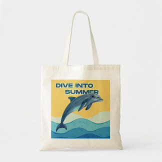 Tote Bag "Faire des éclaboussures" Dauphin artistique aquar