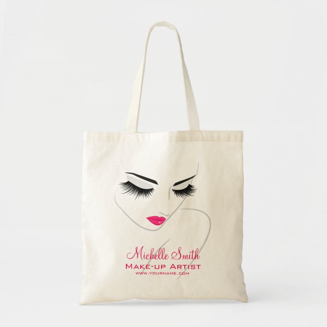 Tote Bag Faire face à de longs cils Lash Extensions (Devant)