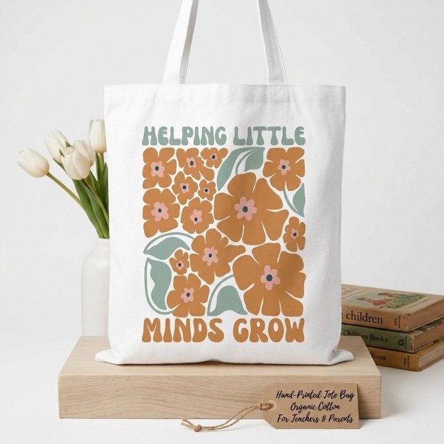 Tote Bag Faire grandir les petits esprits Fleur retro (Créateur téléchargé)