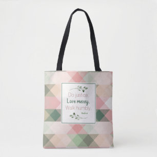 Tote Bag Faire justice, aimer la miséricorde, marcher humbl