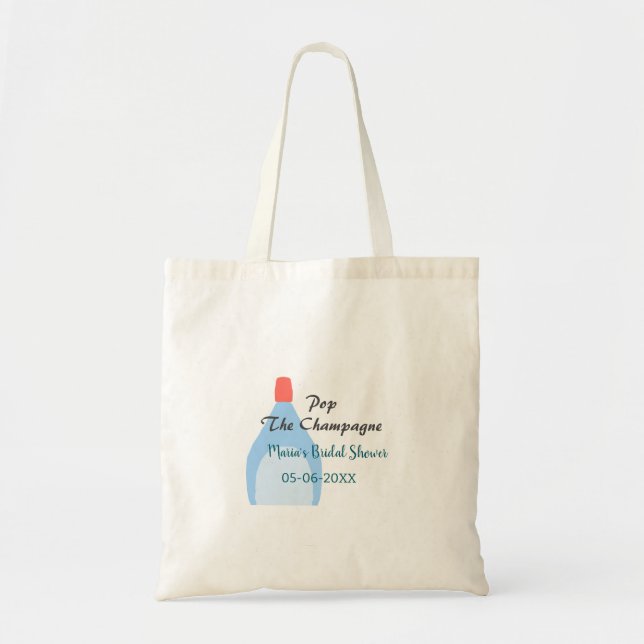 Tote Bag Faire sauter le Champagne shower de mariage bleu p (Devant)
