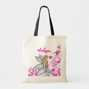 Tote Bag Fairy Princess Pink Hearts Illustration de mode