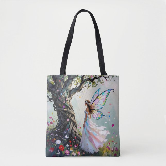 Tote Bag Fairytale Inspired Fairy and Whimsical Tree (Devant)