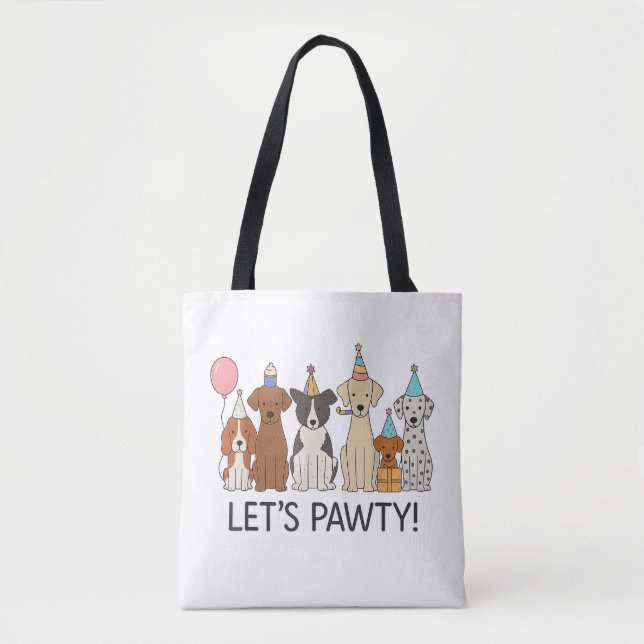 Tote Bag Faisons la Fête Chiens Mignons Fête Célébration Am (Devant)