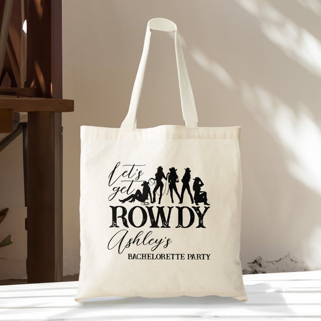 Tote Bag Faisons la fête de bachelorette cowgirl (Let's get rowdy cowgirl bachelorette party favors personalized tote bag bridesmaids gifts)