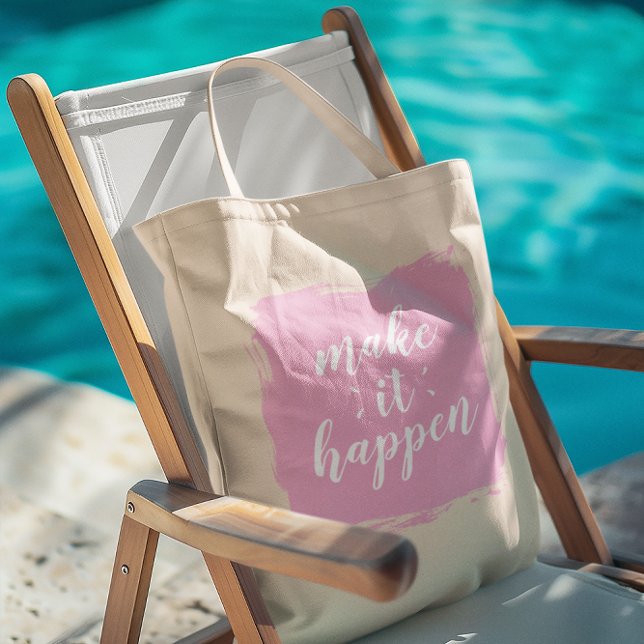 Tote Bag Faites-le se réaliser Coup de pinceau rose (Créateur téléchargé)