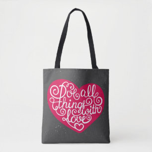 Tote Bag Faites tout les choses avec le rouge d'amour