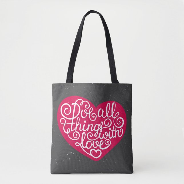 Tote Bag Faites tout les choses avec le rouge d'amour (Devant)