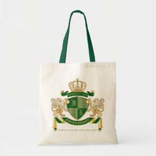 Tote Bag Faites votre propre blason Green Gold Lion Emblem