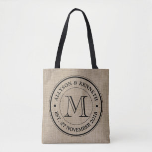 Tote Bag Faites votre propre Burlap Retro Logo Monogramme