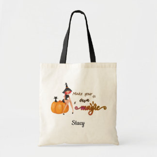 Tote Bag Faites votre propre magie mignon Halloween rose or