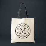 Tote Bag Faites votre propre rétro monogramme de<br><div class="desc">Faites votre propre monogramme simple, frais, unique avec cette conception faite sur commande de logo avec la rétro typographie. Remplacez le texte témoin par votre initiale de famille, noms, date de mariage ou tout autre texte pour un cadeau personnalisé. Fait un cadeau merveilleux pour épouser, anniversaire, pendaison de crémaillère ou...</div>