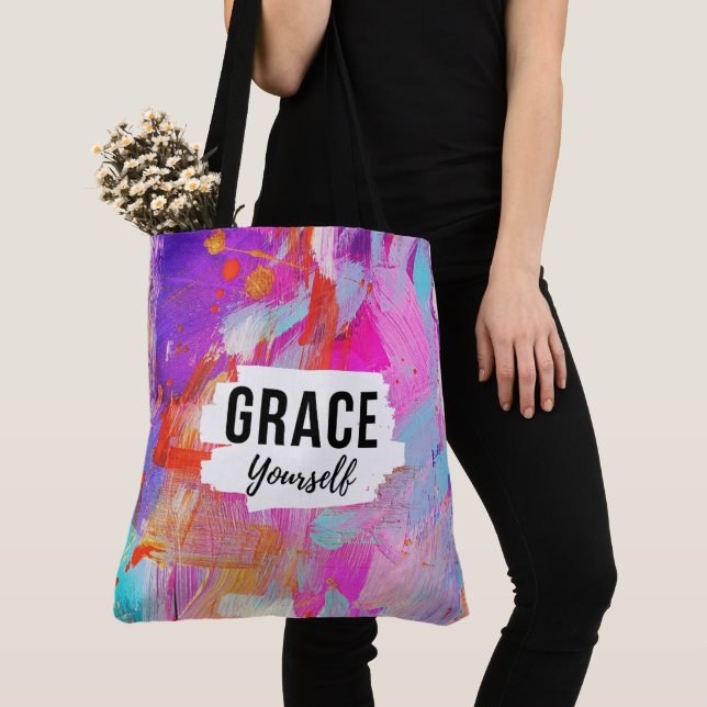 Tote Bag Faites-vous Grâce Inspiration Abstraite Rose pour  (De près)