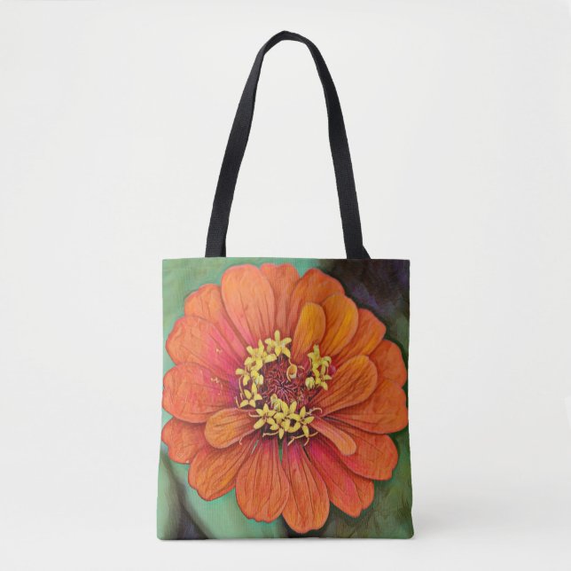 Tote Bag Faith Orange Zinnia Flower Art Fourre-tout (Devant)