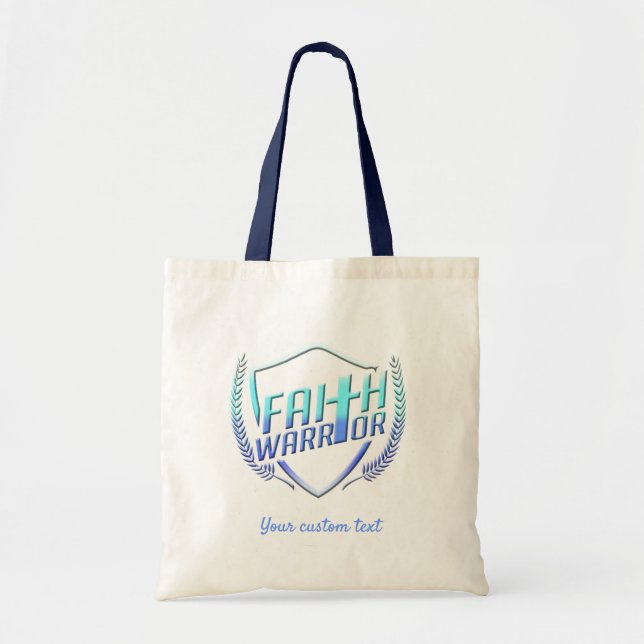 Tote Bag Faith Warrior Christian Blue Purple Ombre (Devant)