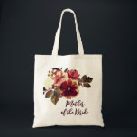 Tote Bag Fall Floral Mother of the Bride Wedding Gift<br><div class="desc">Fall wedding Mother of the Bride tote bag depicts an autumn floral watercolor design with elegant burnt orange and pink flowers and greenery. The bag can be customized for your bridal party.</div>