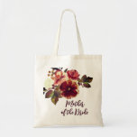 Tote Bag Fall Floral Mother of the Bride Wedding Gift<br><div class="desc">Fall wedding Mother of the Bride tote bag depicts an autumn floral watercolor design with elegant burnt orange and pink flowers and greenery. The bag can be customized for your bridal party.</div>