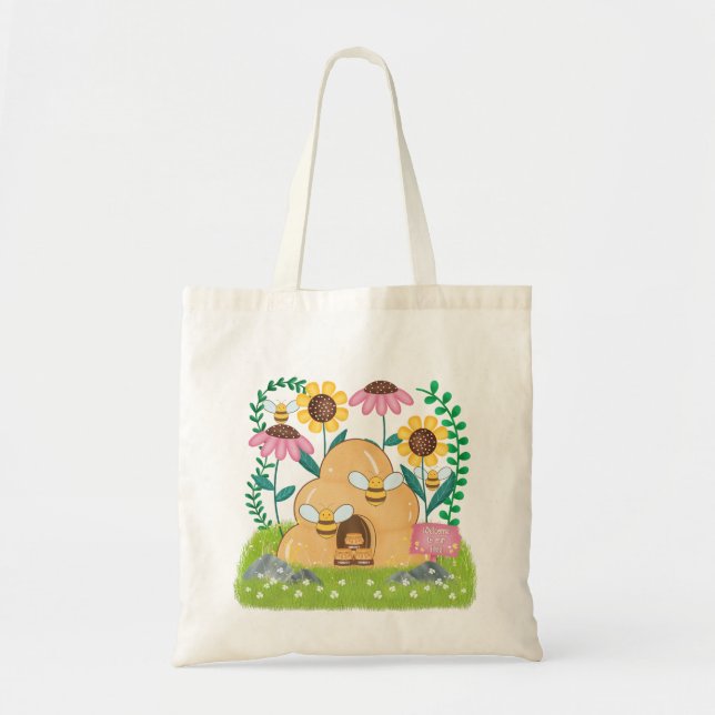 Tote Bag Famille d'Abeilles à Miel (Devant)