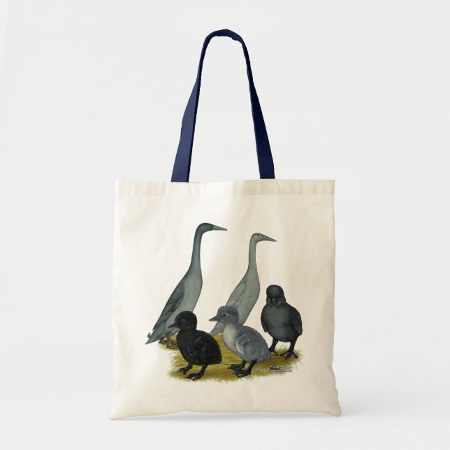 Tote Bag Famille de canards coureurs bleus (Devant)