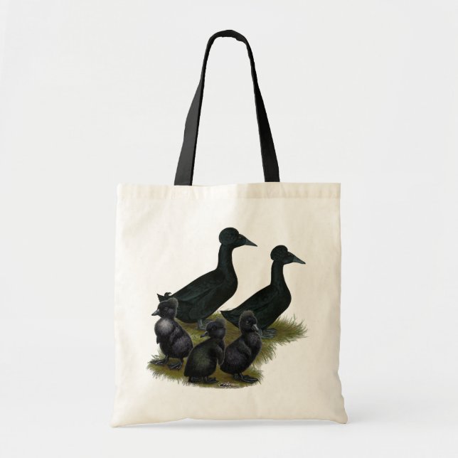 Tote Bag Famille de canards noirs en cage (Devant)