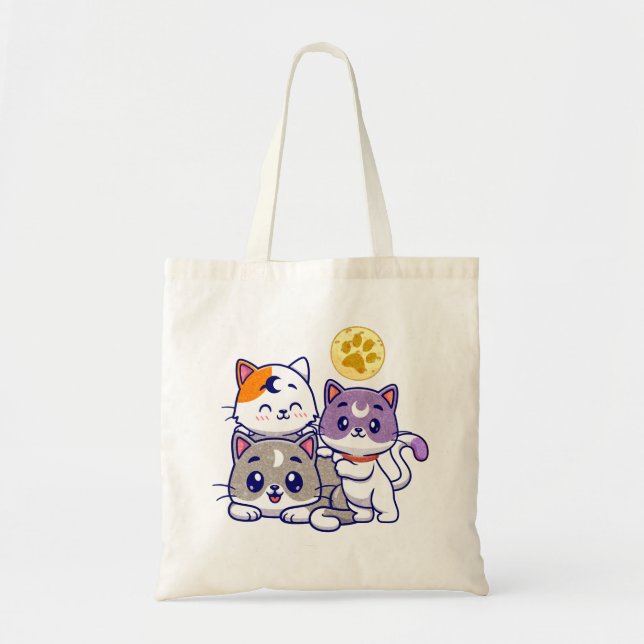 Tote Bag Famille de chats mignons (Devant)