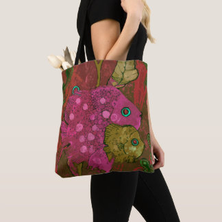 Tote Bag Famille de poissons sous l'océan Océan Animal Art 