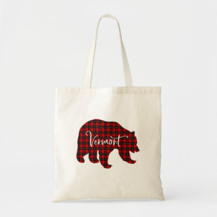 Tote Bag Famille de pyjama rouge plaid Vermont Ours Matchin