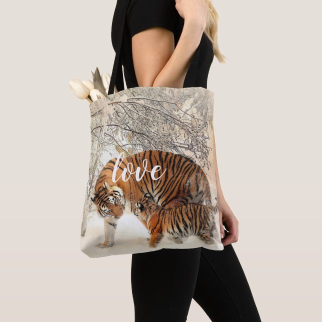 Tote Bag Famille de tigres personnalisée (De près)