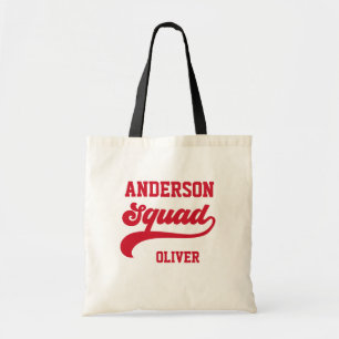 Tote Bag Famille d'équipe moderne rétro assorti rouge blanc