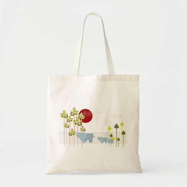 Tote Bag Famille mignonne lunatique d'éléphant dans des (Devant)