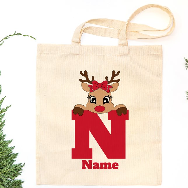 Tote Bag Famille Monogramme De Noël Cute Personnalisée Avec (Créateur téléchargé)