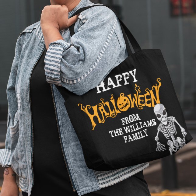 Tote Bag Famille personnalisée Halloween Parti annuel Skele (Créateur téléchargé)