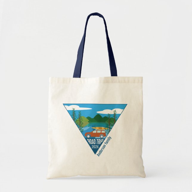 Tote Bag Famille personnalisée Voyage de route dans la mont (Devant)