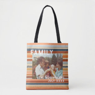 Tote Bag Famille photo keepsaké boho retro bande typographi
