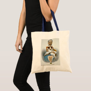 Tote Bag Famille Vintage, Père avec Bébés et Main de Poker